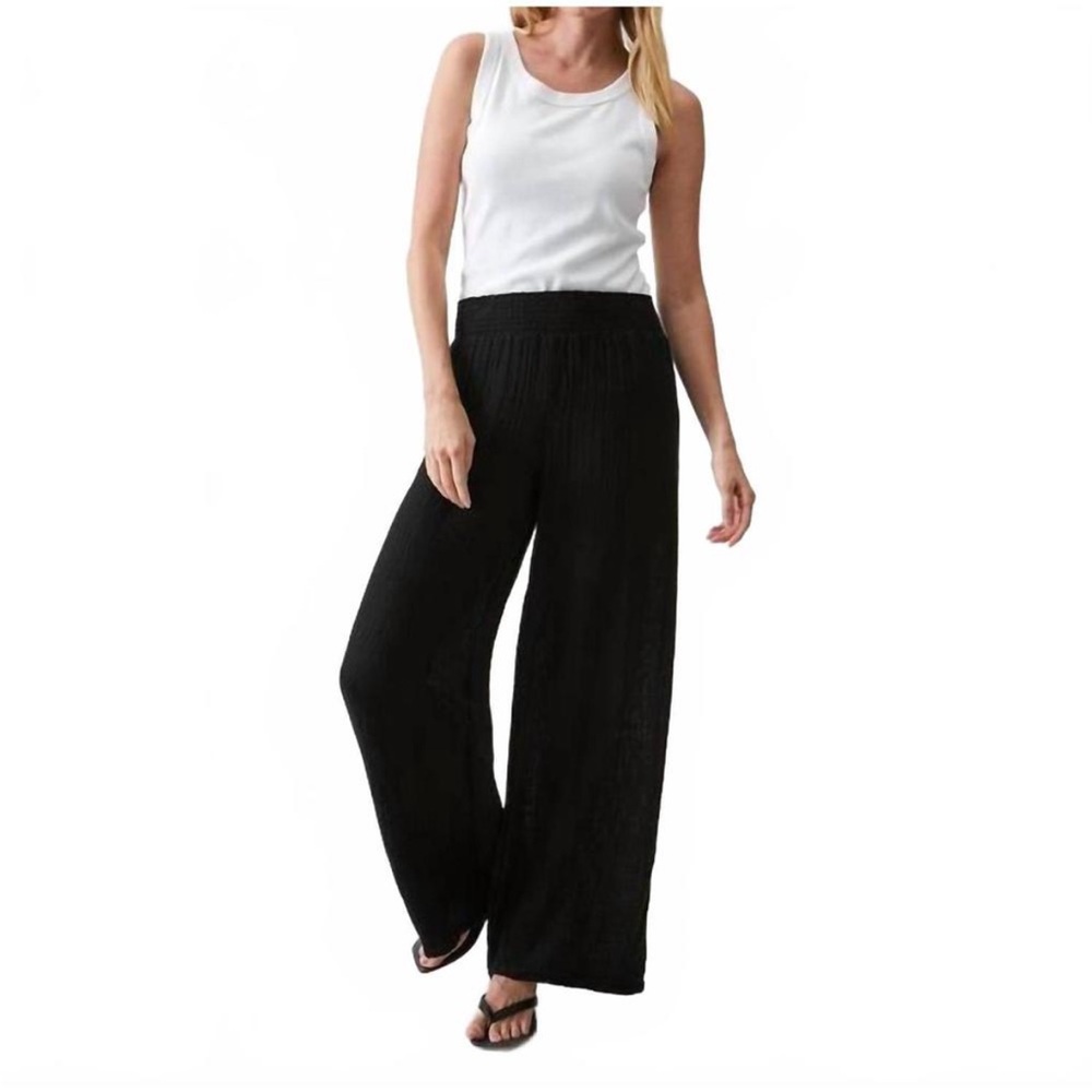 New! Michael Stars Susie Smocked Wide Leg Pants Size 3X Gauze